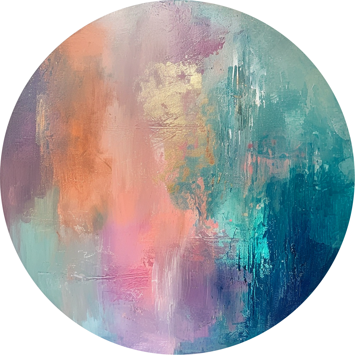 Pink and Turquoise Round Poster