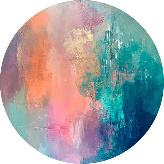 Pink and Turquoise Round Poster