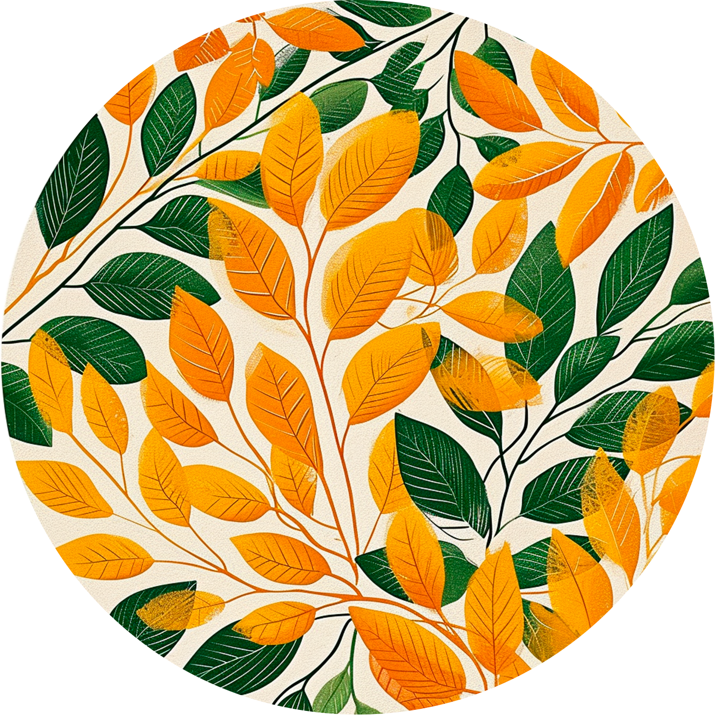 Yellowing Leaves Round Poster