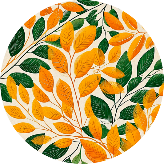 Yellowing Leaves Round Poster