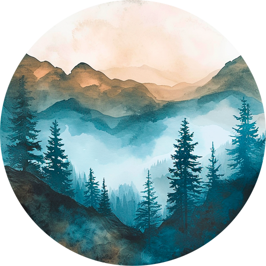 Poster Rond Forêt Aquarelle №2