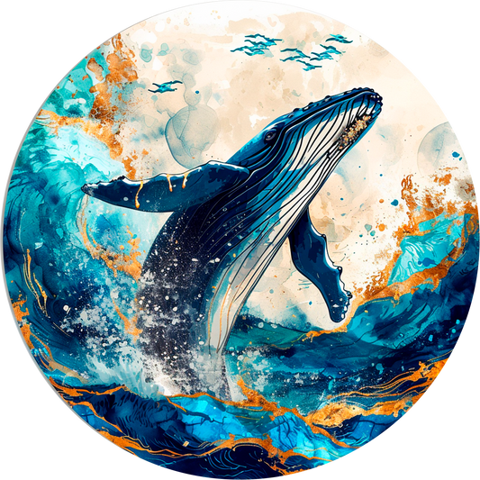 Baleine et vague ronde Poster