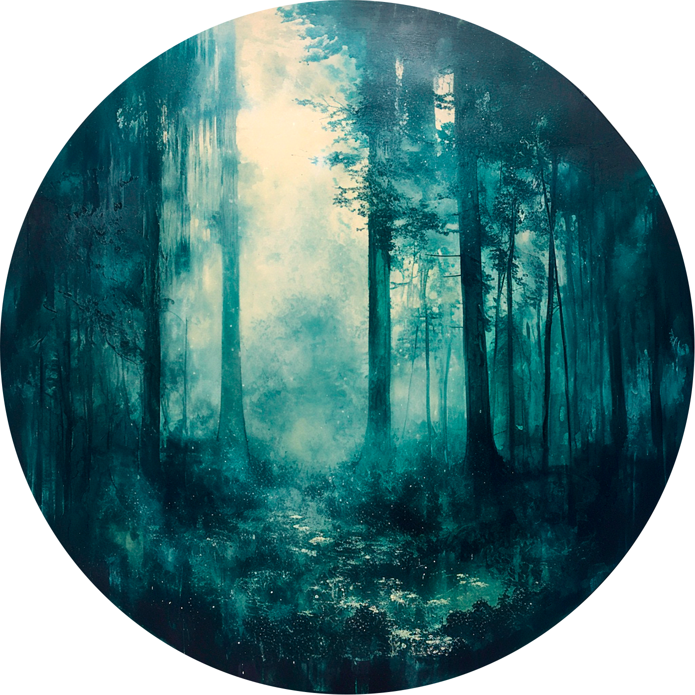 Fog in the Forest Round Poster