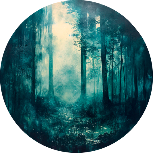 Fog in the Forest Round Poster