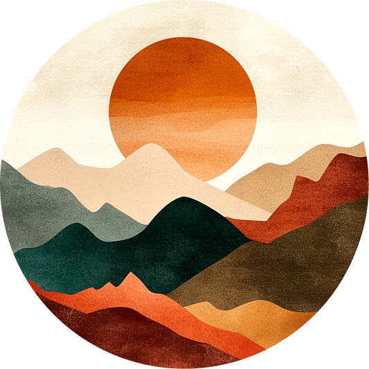 Coucher de soleil en Norvège ronde Poster