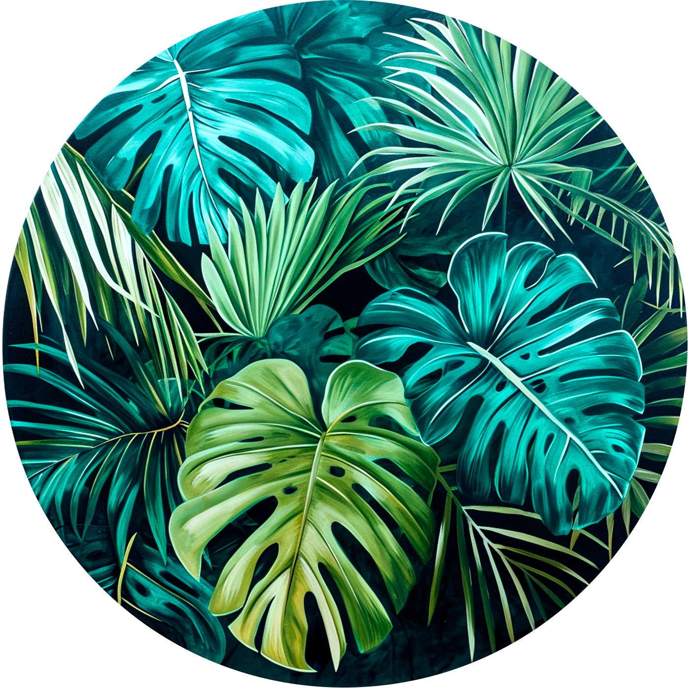 Monstera-Poster, rund