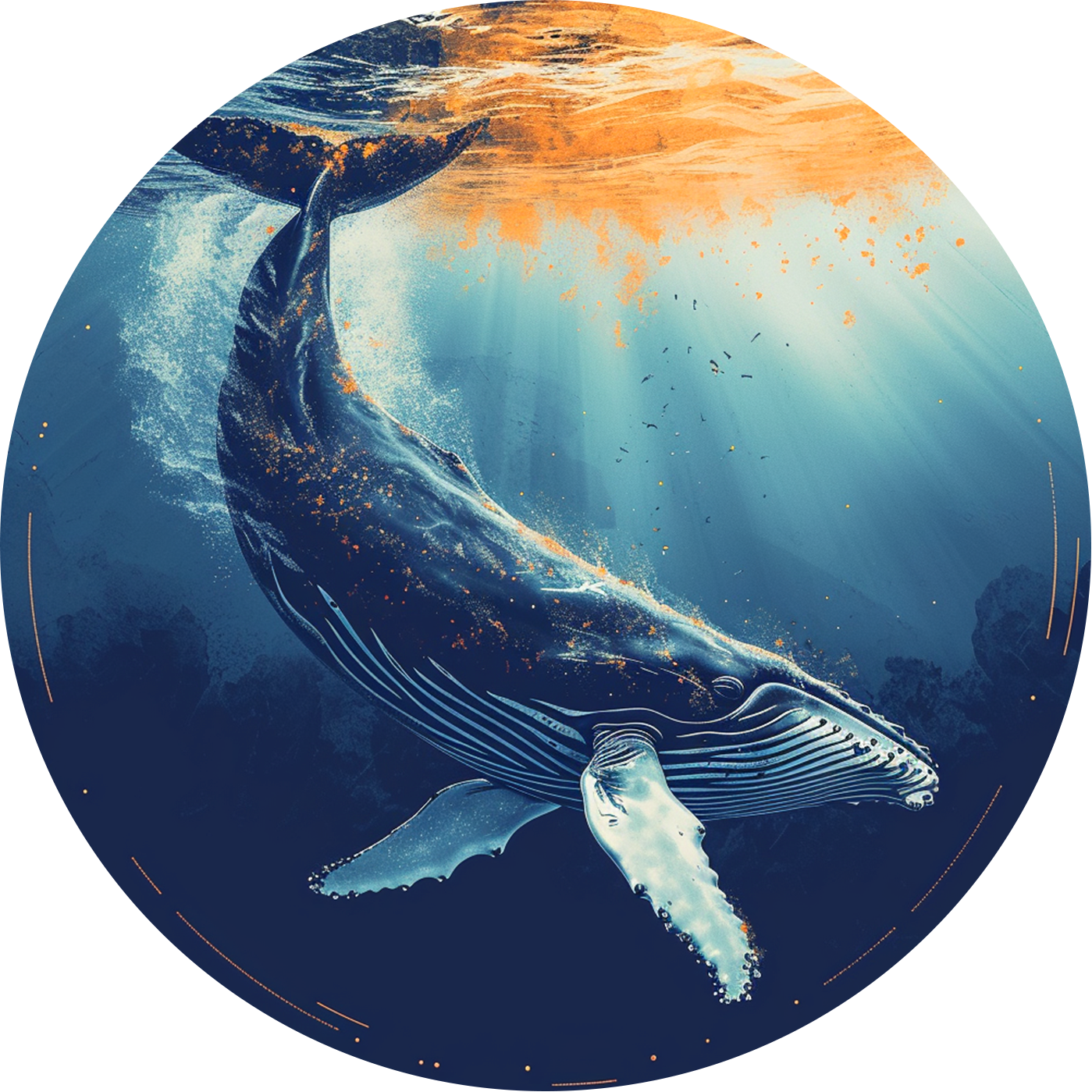 Whale underwater Round Poster