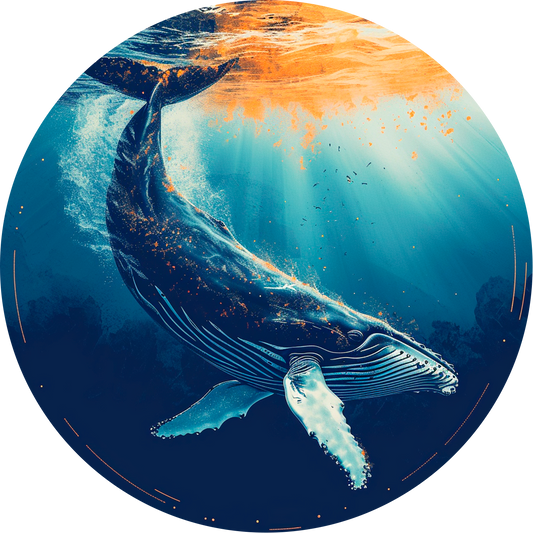 Whale underwater Round Poster