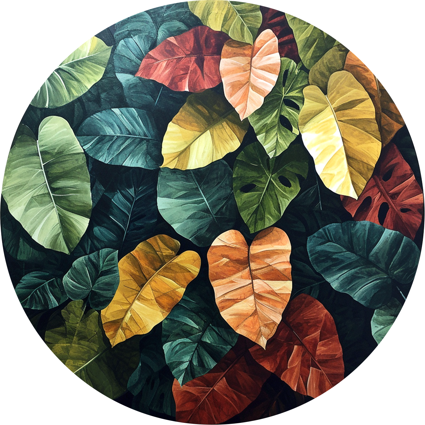 Colorful Leaves Round Poster