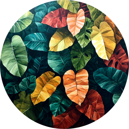 Colorful Leaves Round Poster