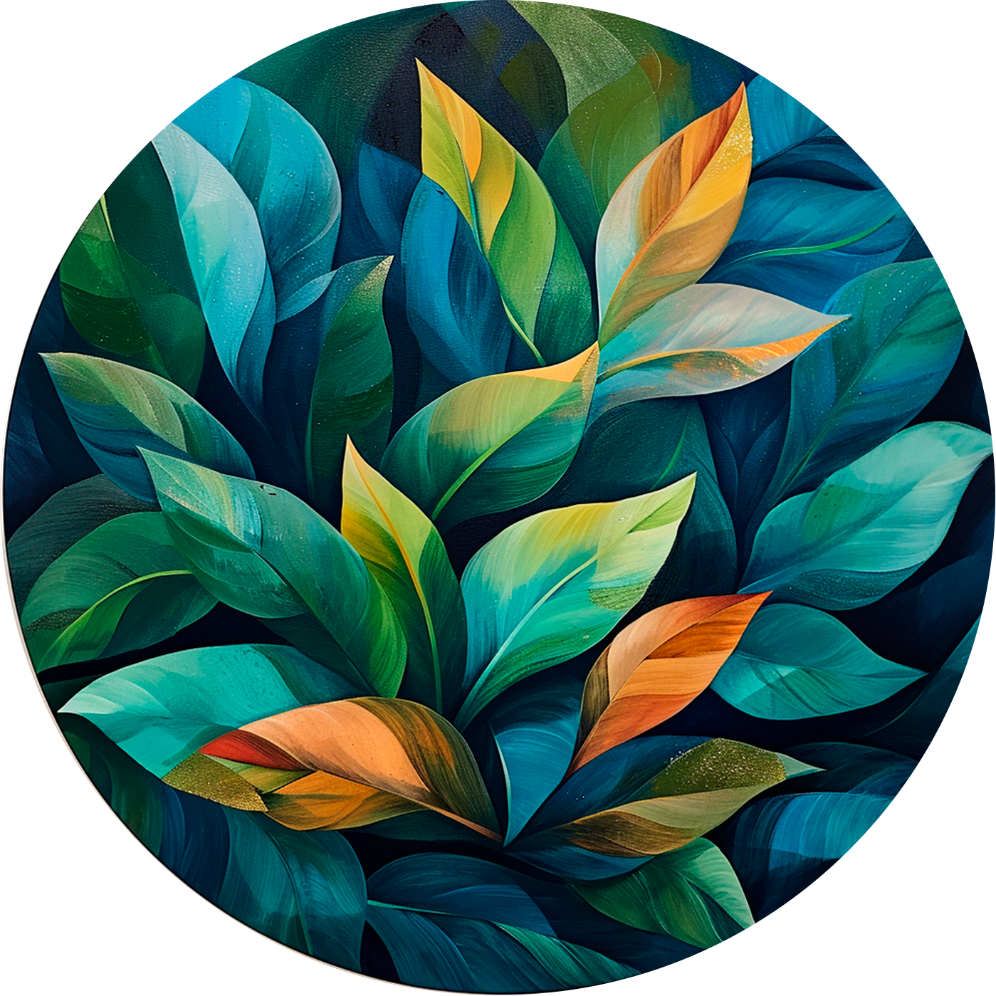 Ficus Leaves Round Poster