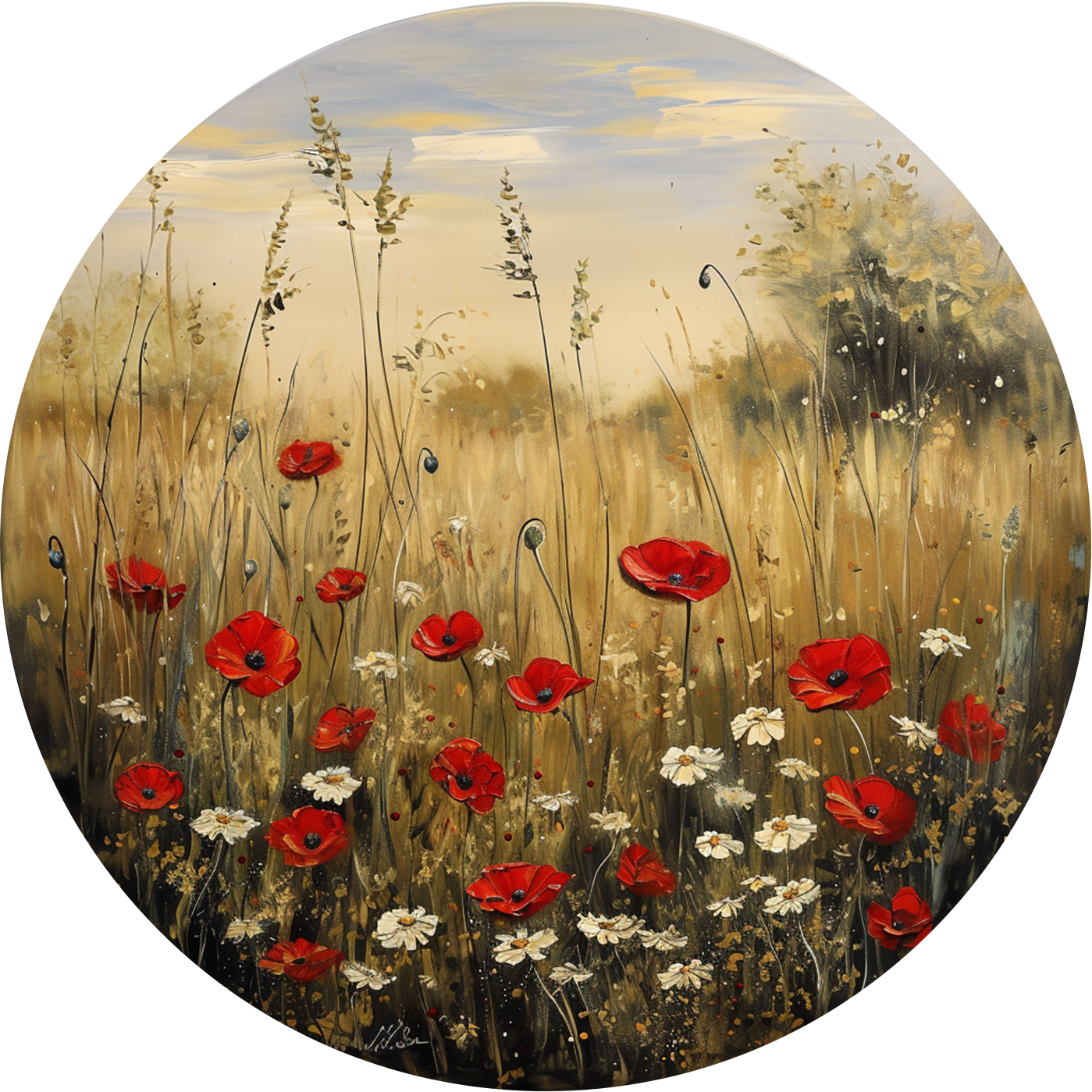 Poppy Flowers Round Poster