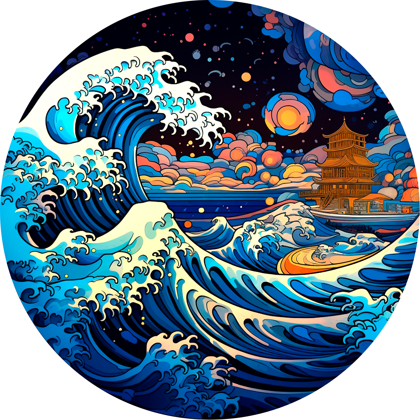 Vagues en Chine ronde Poster