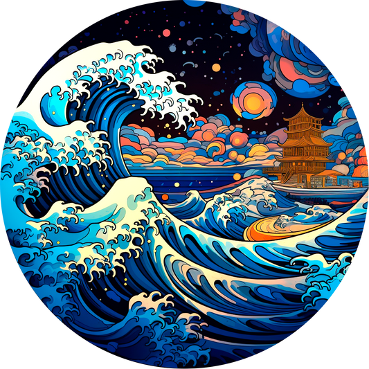 Vagues en Chine ronde Poster