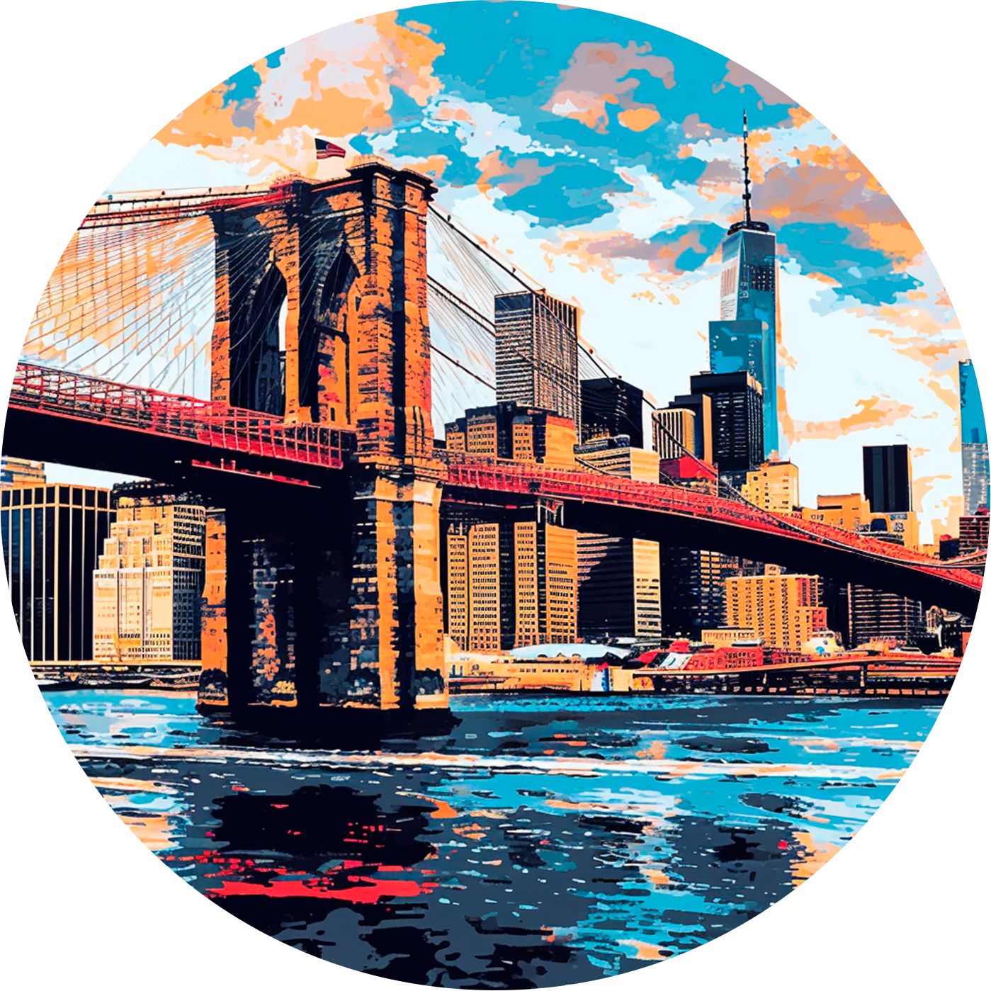 Brooklyn Bridge Round Poster