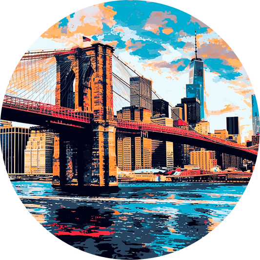 Brooklyn Bridge Round Poster