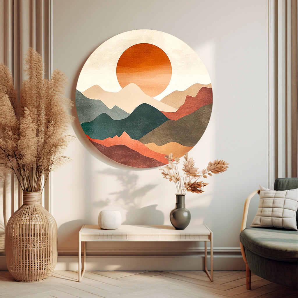 Coucher de soleil en Norvège ronde Poster