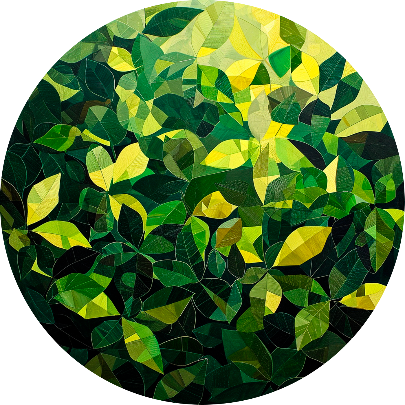 Mosaic of Leaves Round Poster