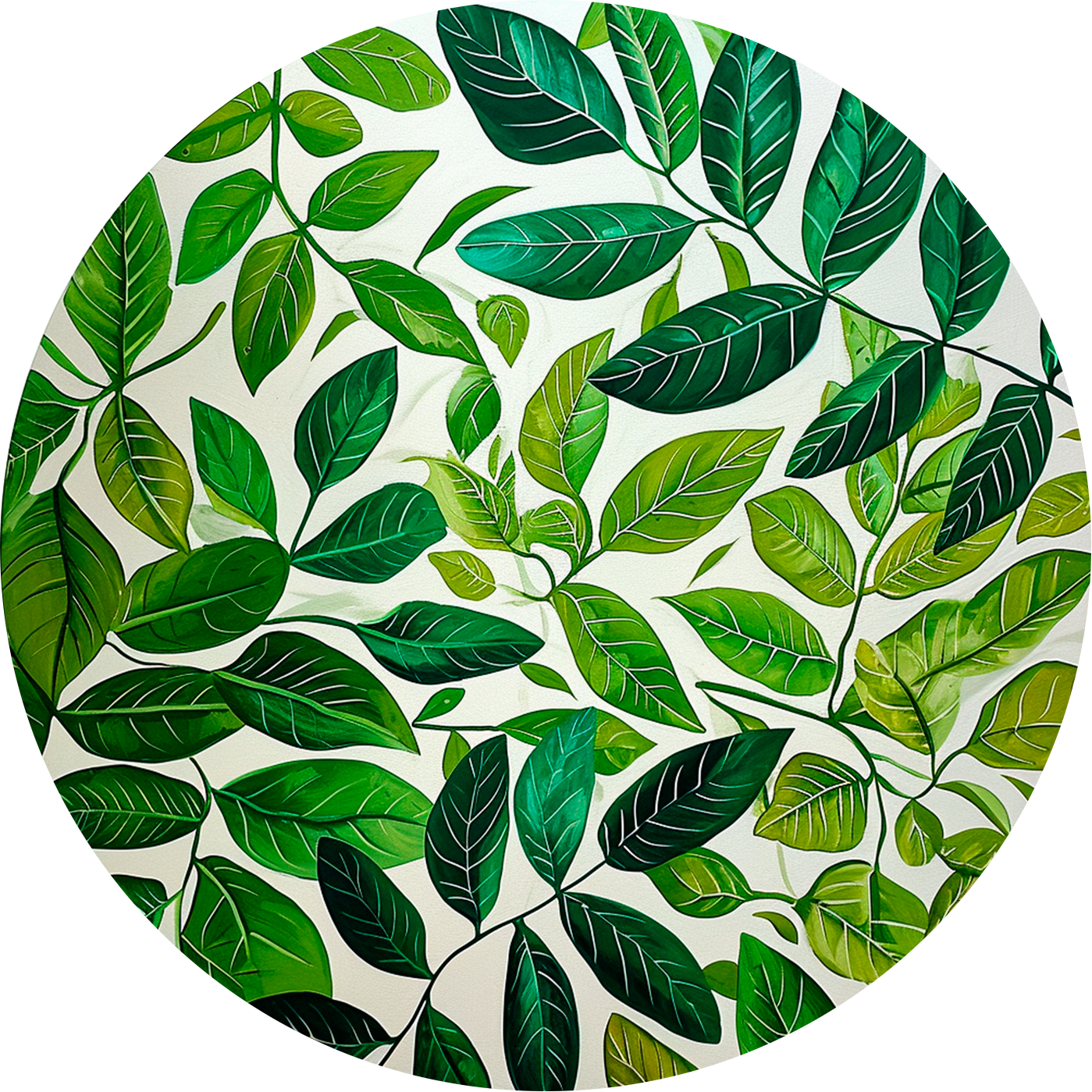 Green Leaves Round Poster