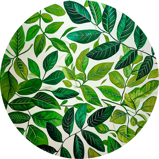 Green Leaves Round Poster