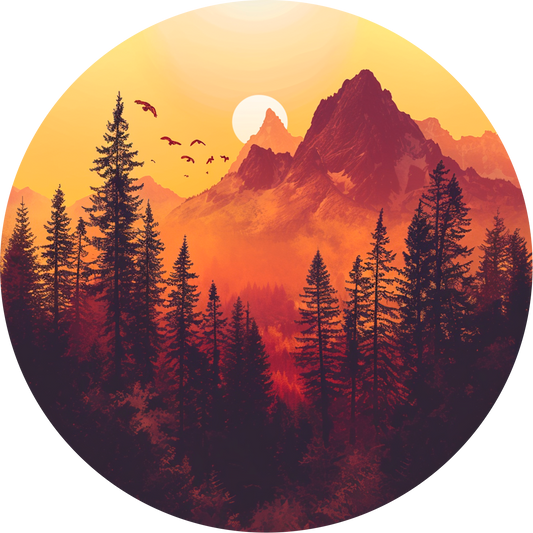 Sunset in the Carpathians Round Poster