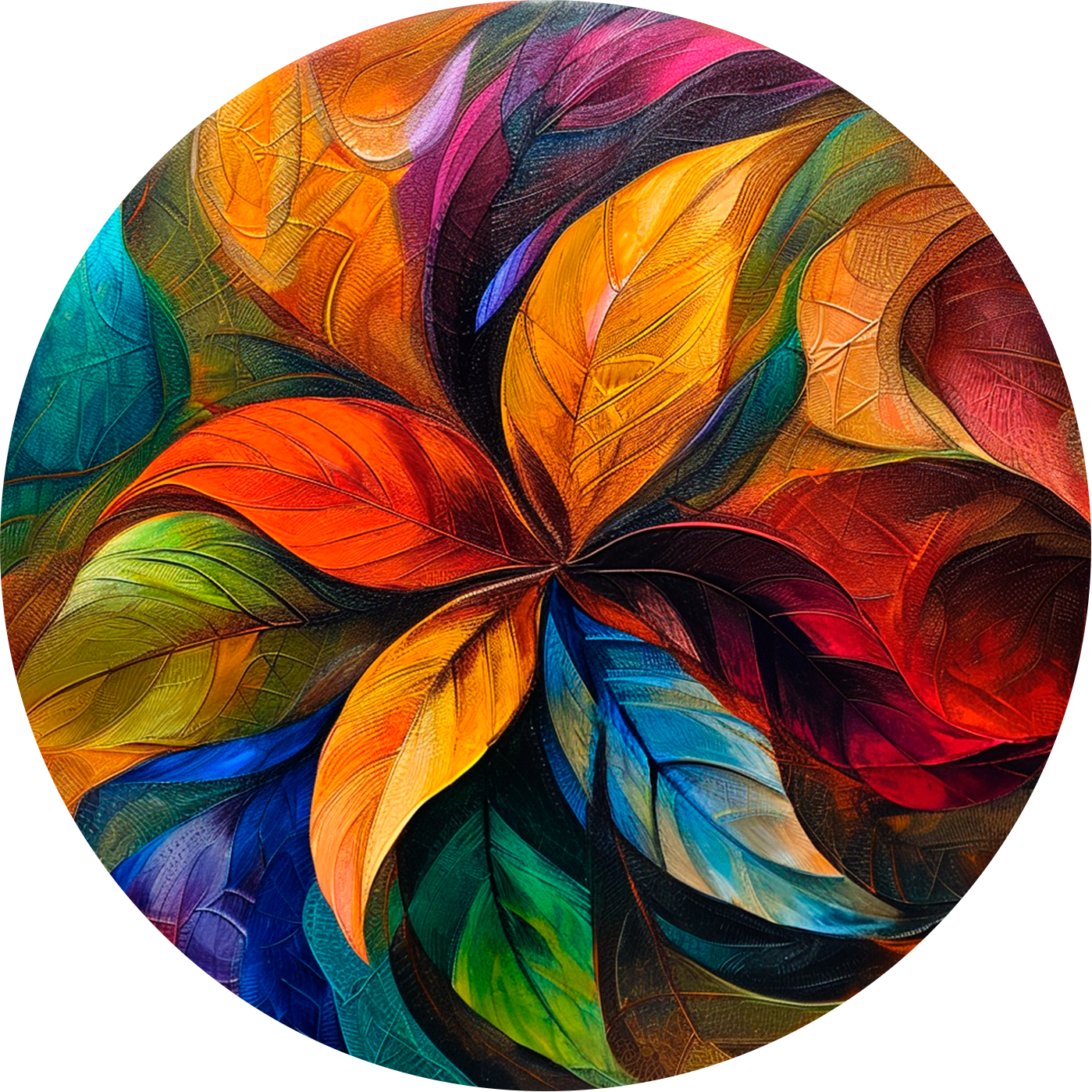 Variegated Leaves Round Poster