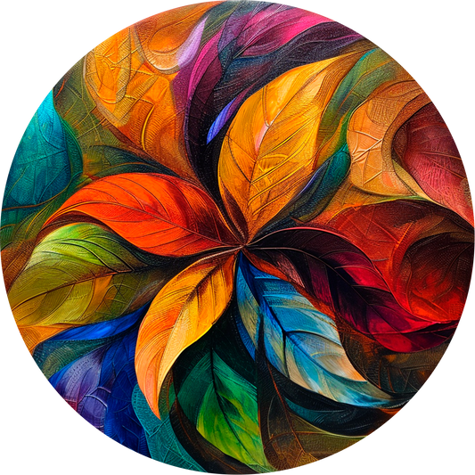 Variegated Leaves Round Poster