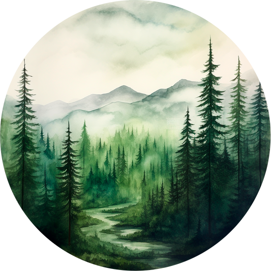 Watercolor Forest №7 Round Poster