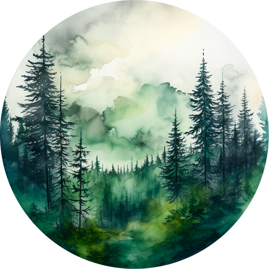 Watercolor Forest №8 Round Poster