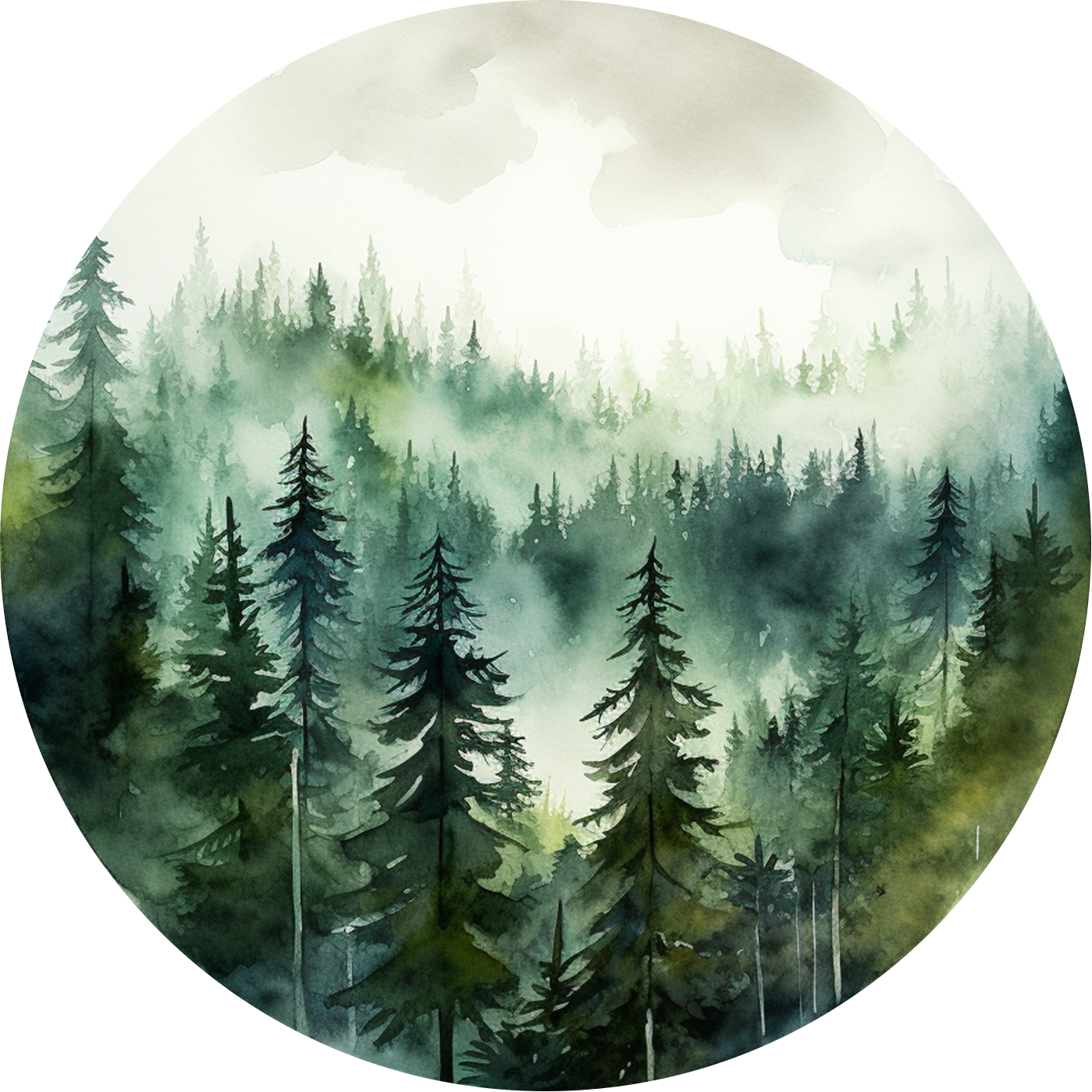 Forêt Aquarelle №6 Poster Rond