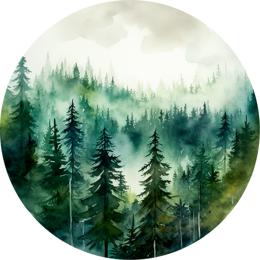 Forêt Aquarelle №6 Poster Rond