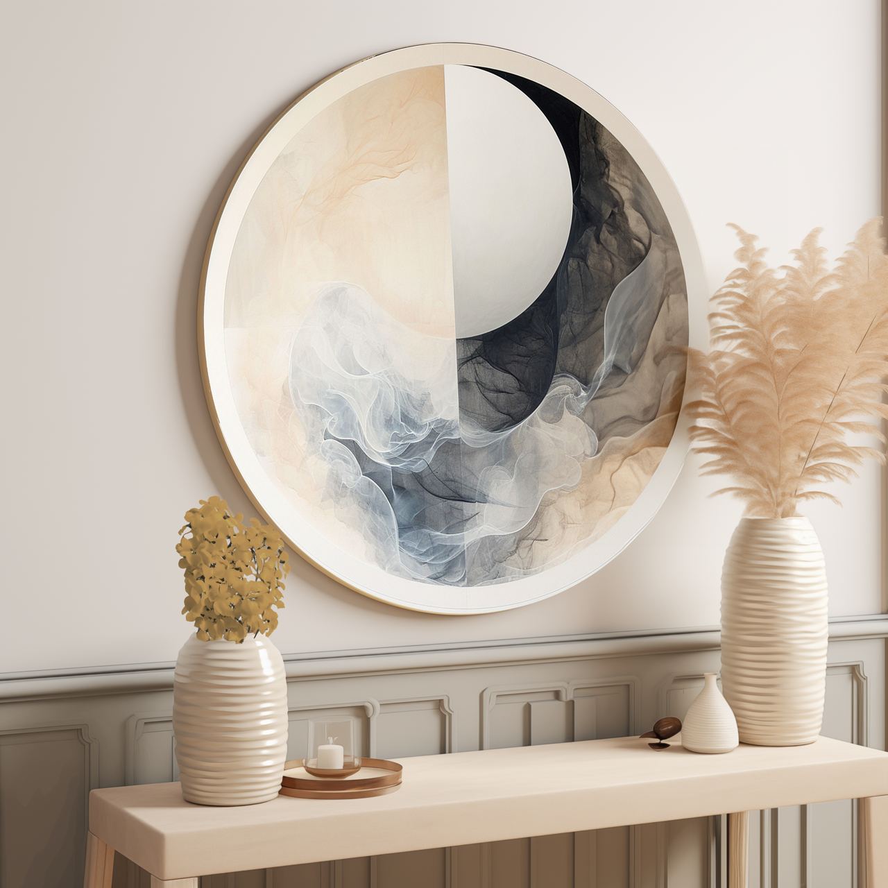 Lune derrière les nuages ​​rond Poster