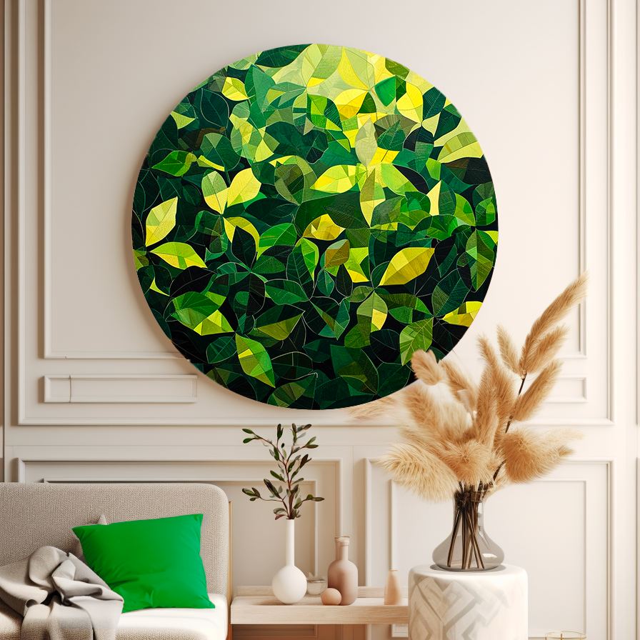 Mosaic of Leaves Round Poster