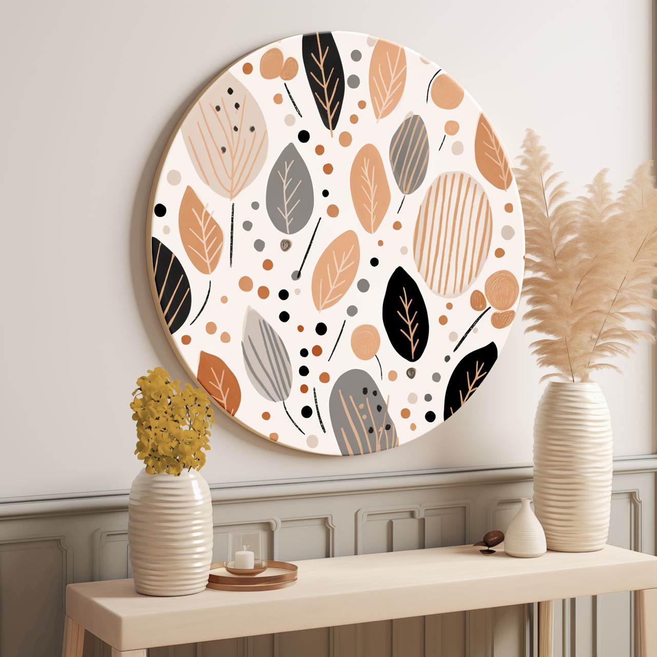 Cute Leaves Round Poster