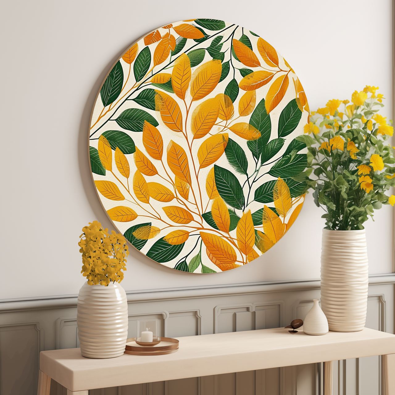 Yellowing Leaves Round Poster