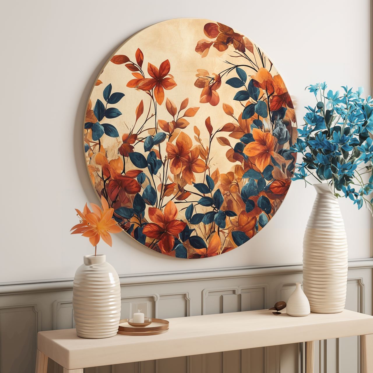 Red Foliage Round Poster