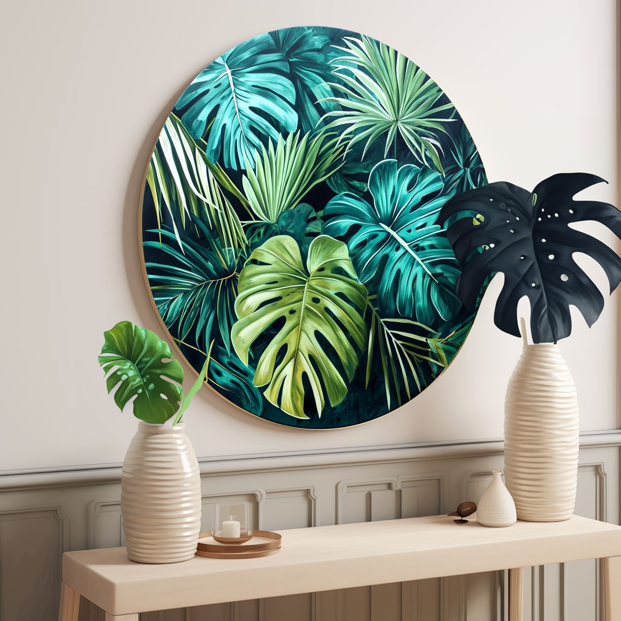 Monstera-Poster, rund