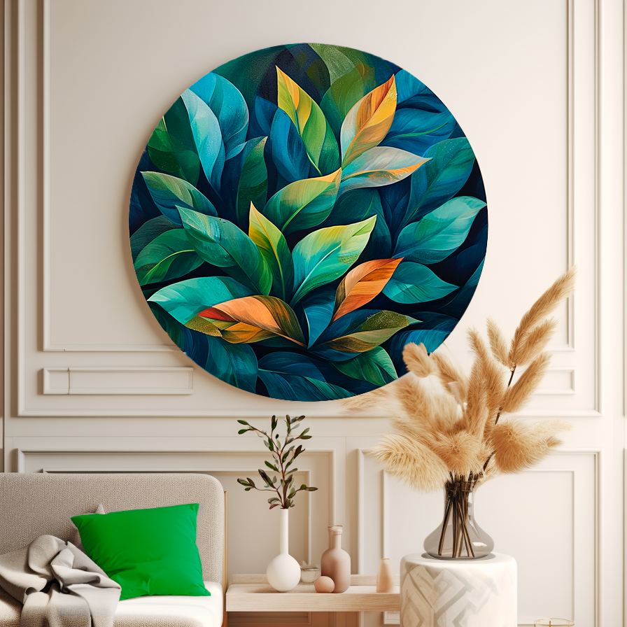 Ficus Leaves Round Poster