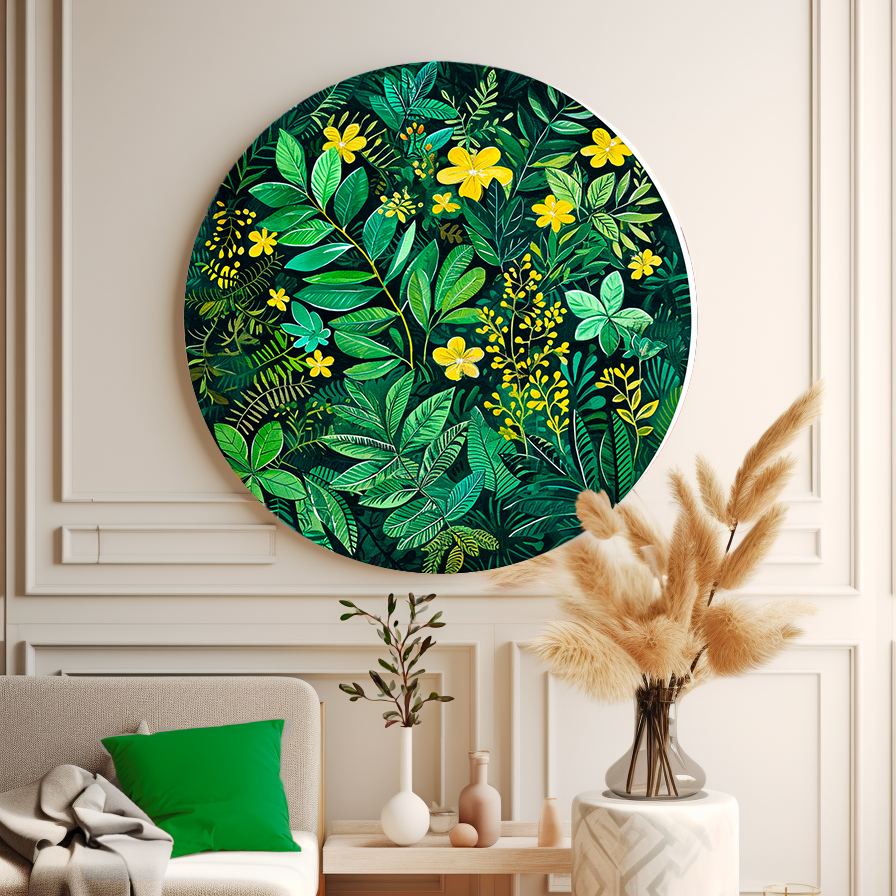 Green Meadow Round Poster