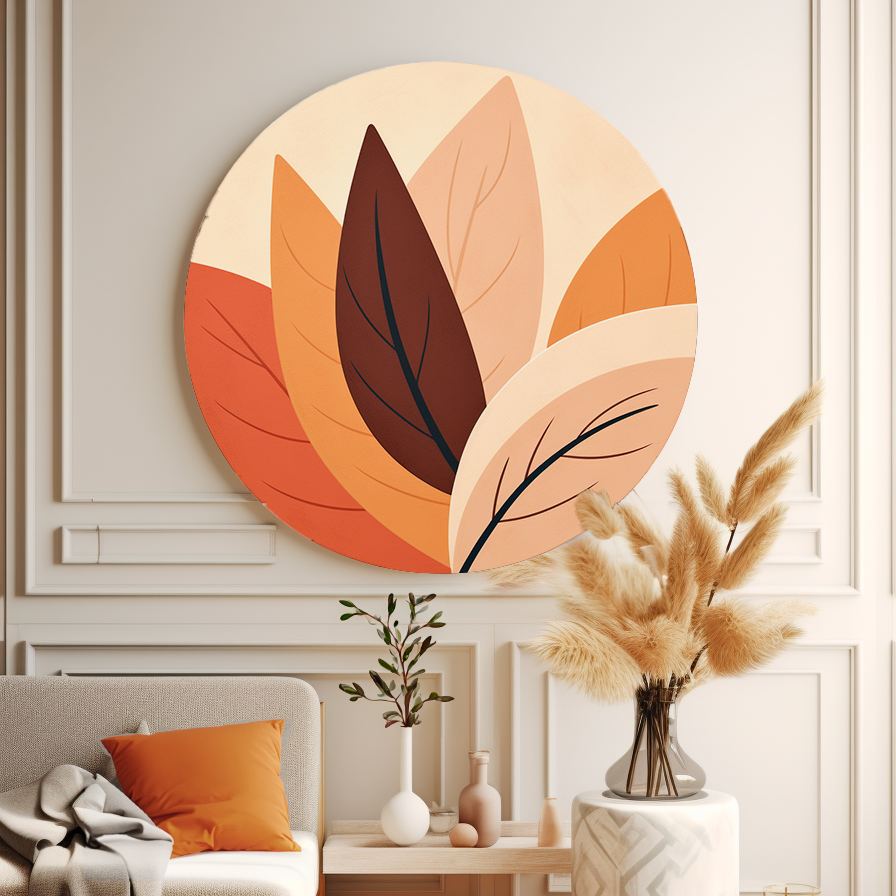 Bouquet of Leaves Round Poster