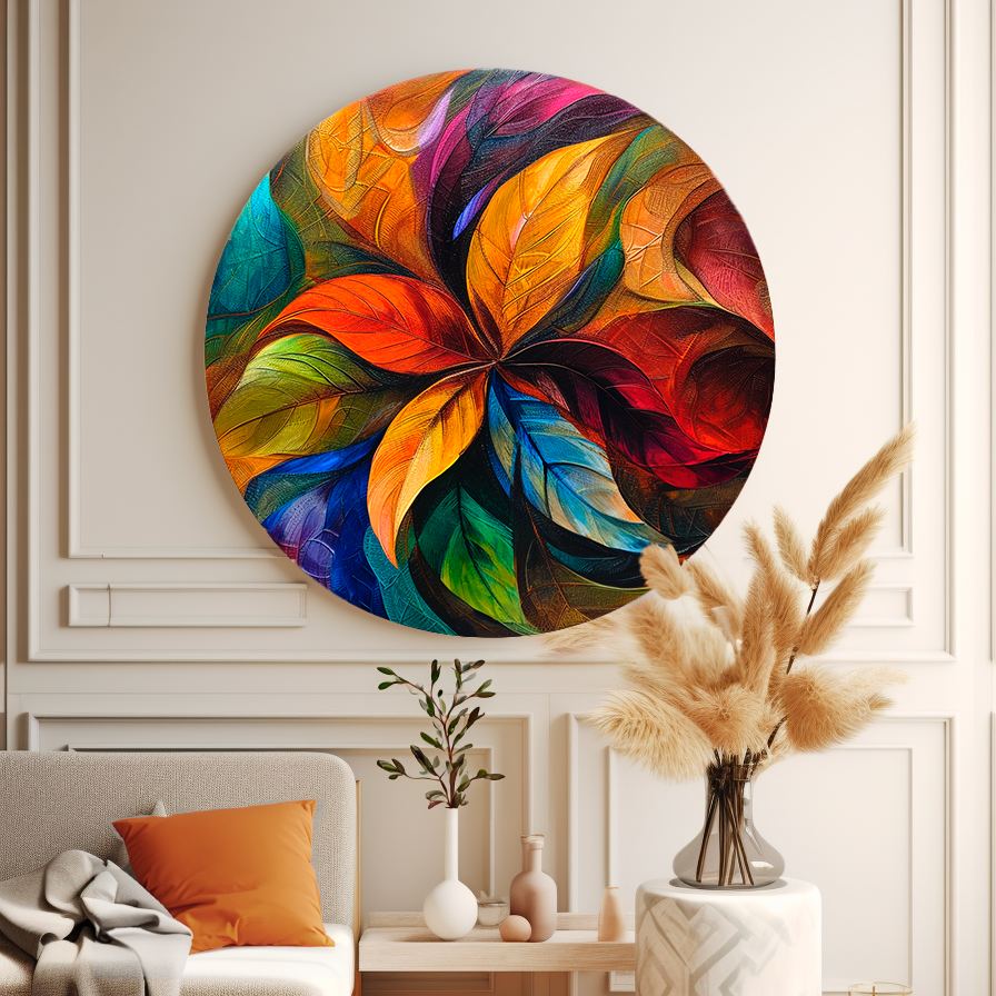 Variegated Leaves Round Poster