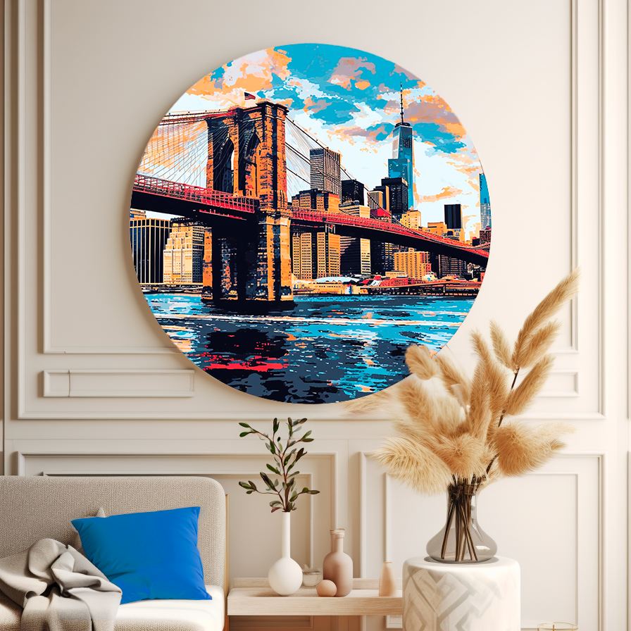 Brooklyn Bridge Round Poster