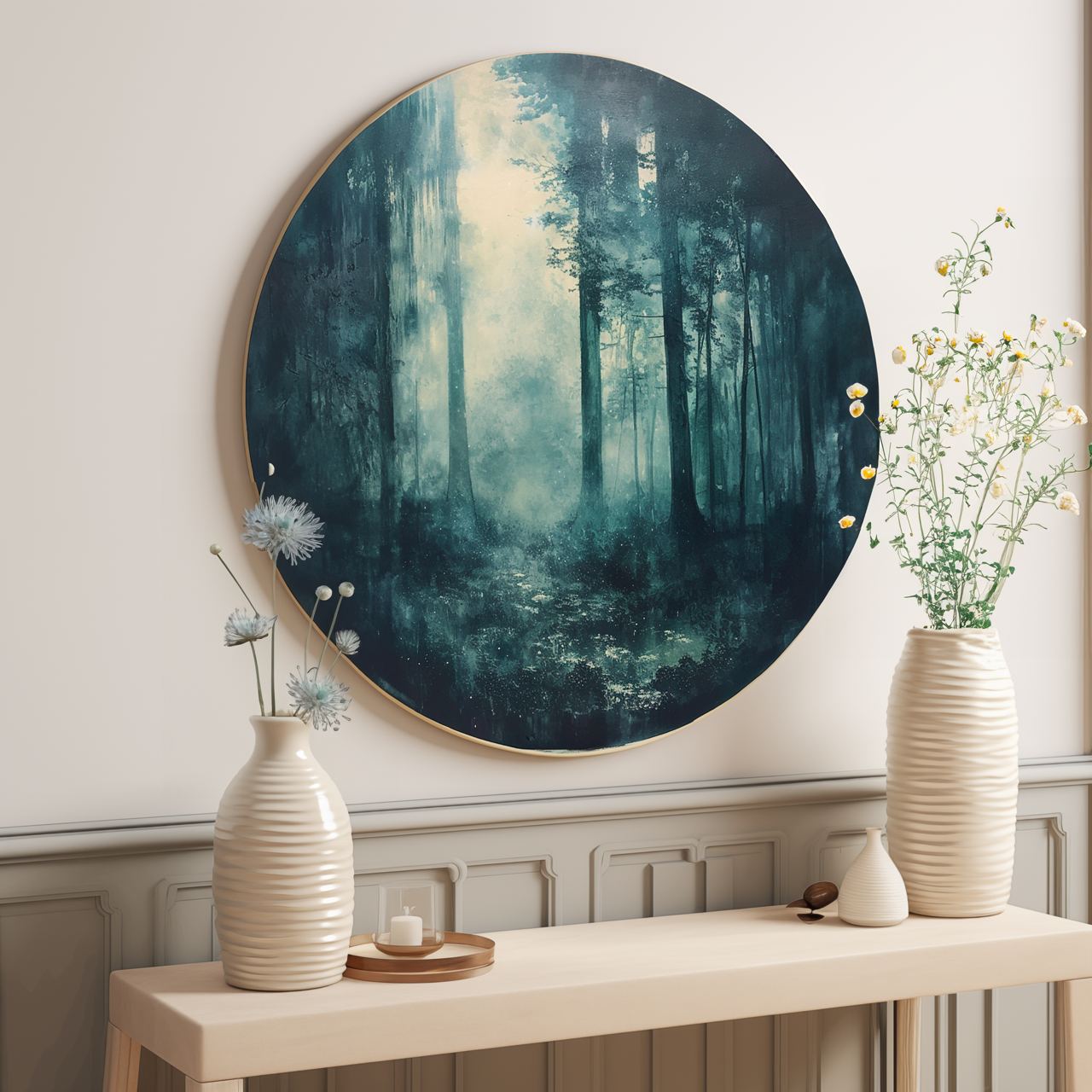 Fog in the Forest Round Poster