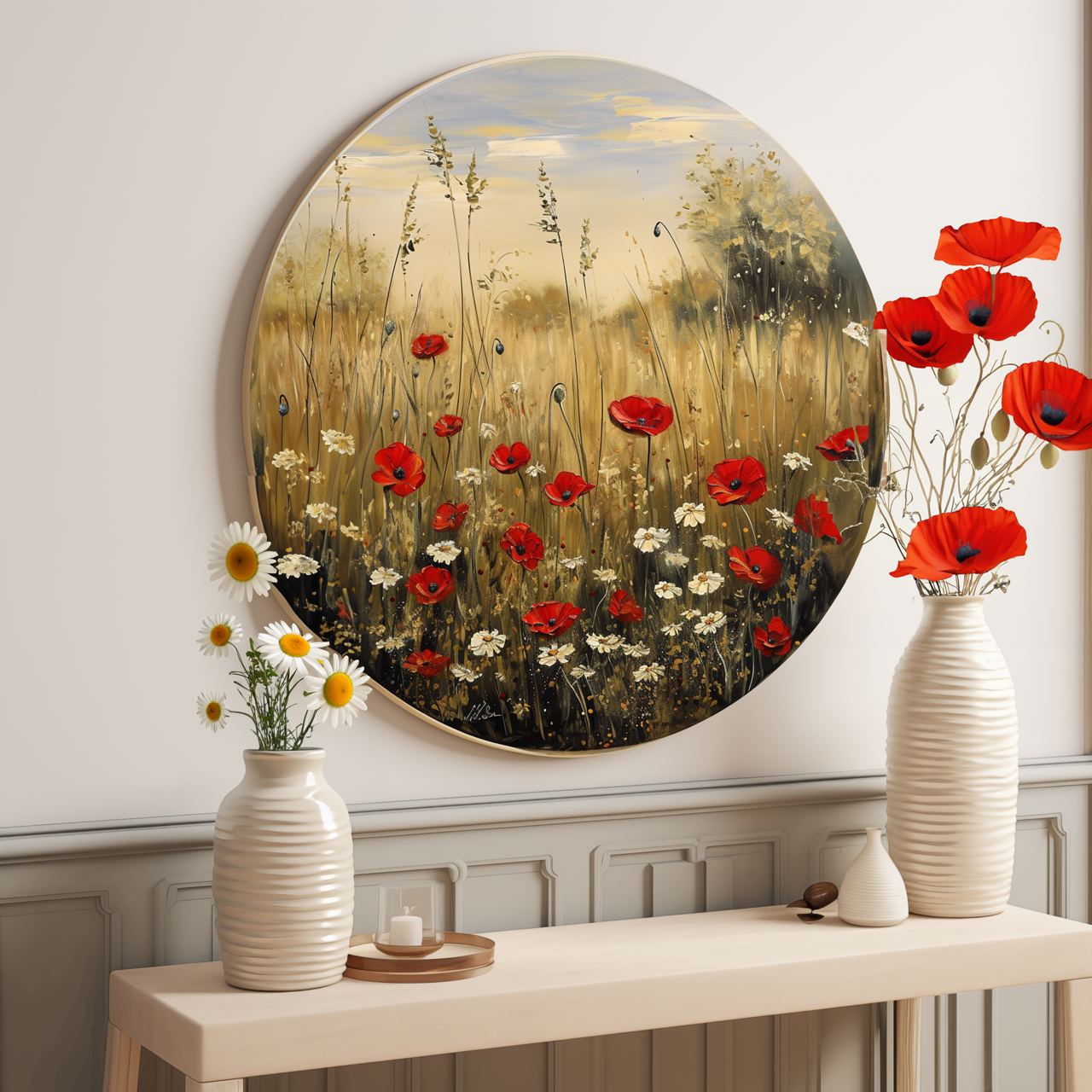 Poppy Flowers Round Poster