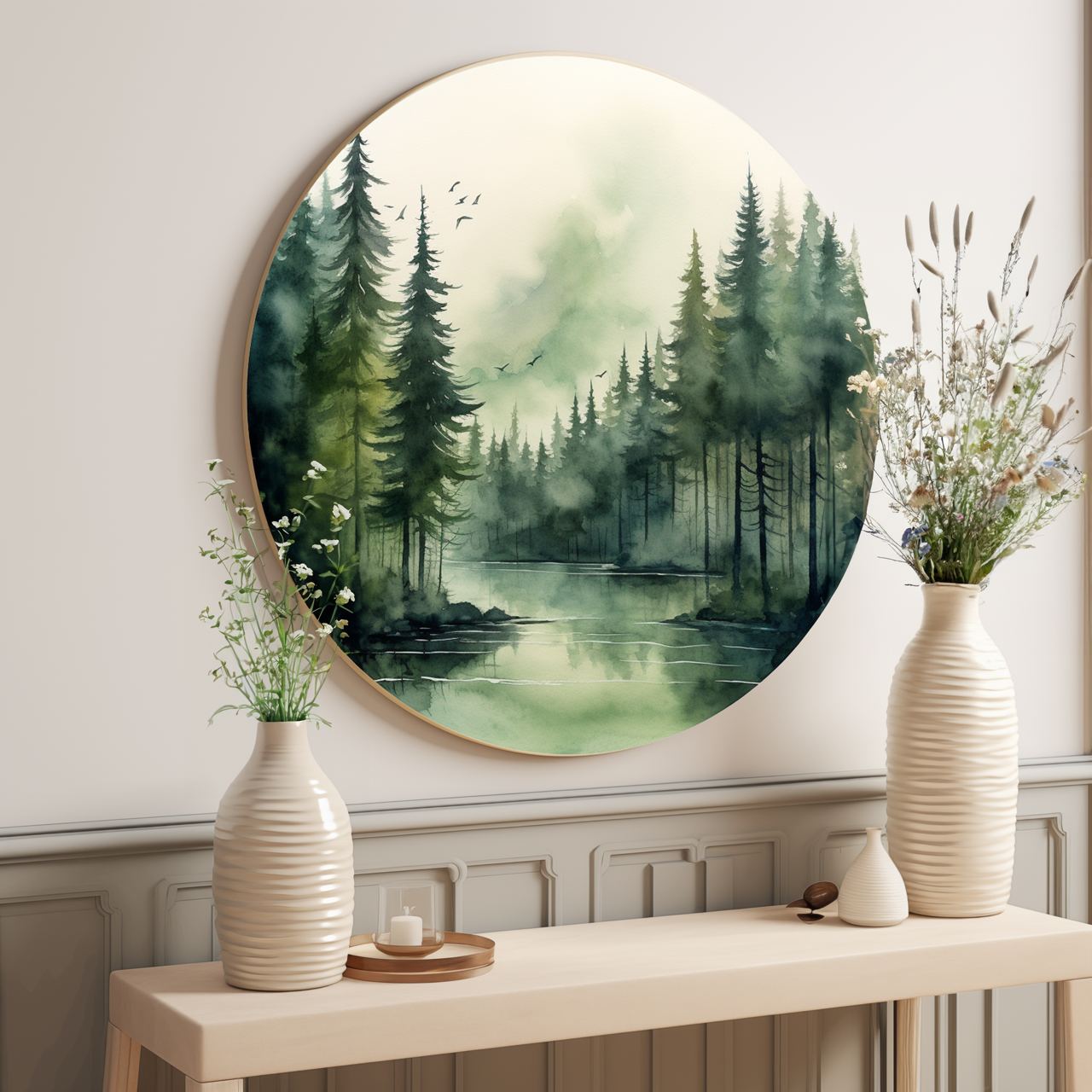 Watercolor Forest Round Poster