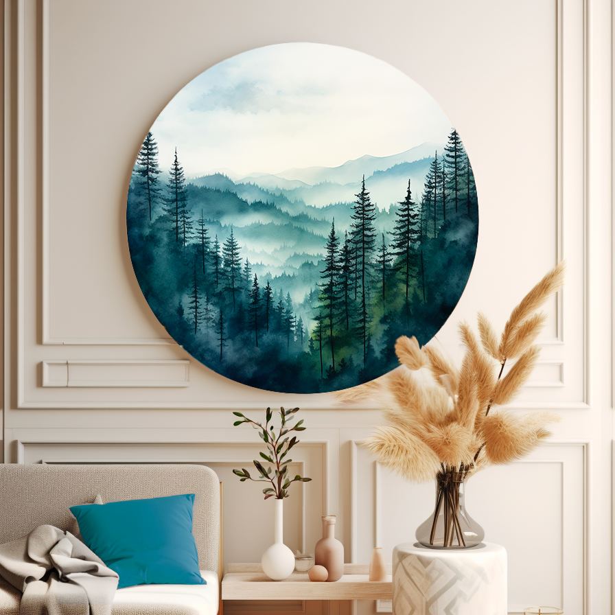 Watercolor Forest №4 Round Poster