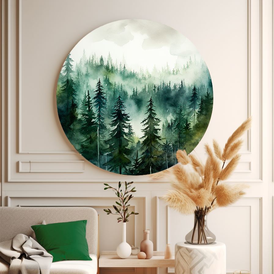 Watercolor Forest №6 Round Poster