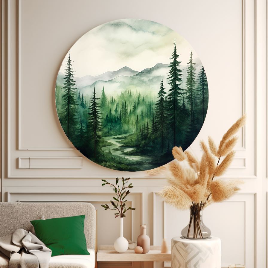 Watercolor Forest №7 Round Poster