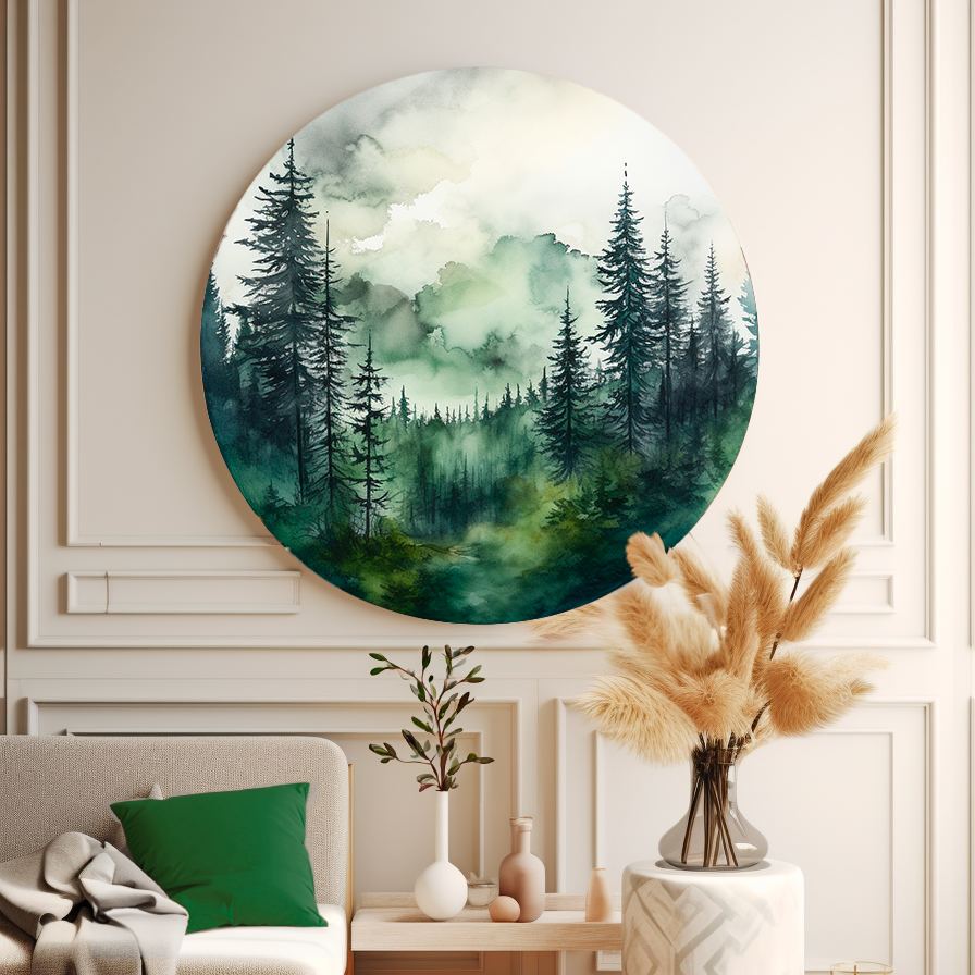 Watercolor Forest №8 Round Poster