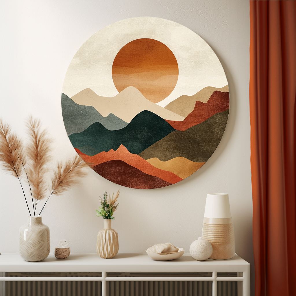 Coucher de soleil en Norvège ronde Poster